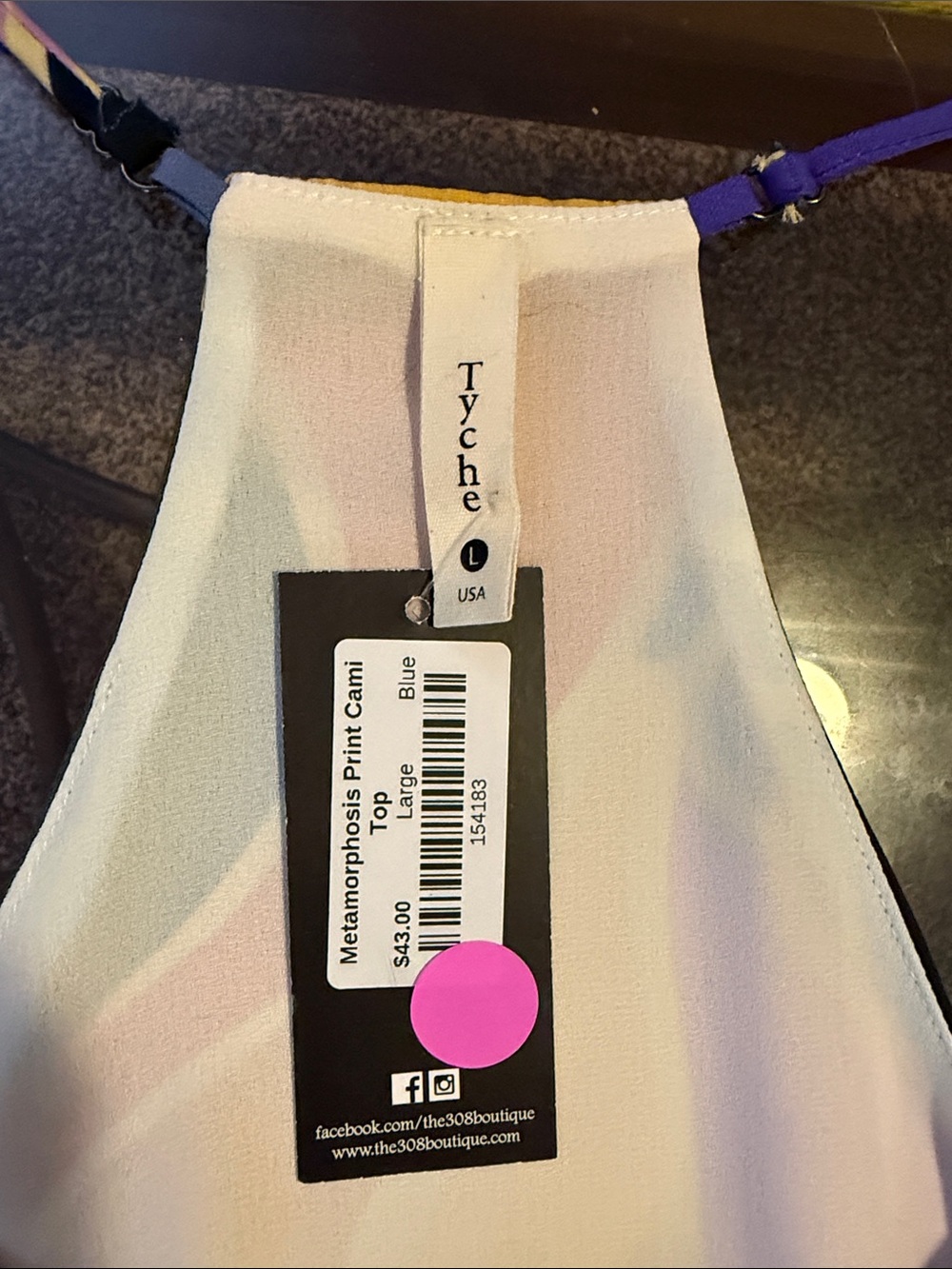 Tyche Cream Cami with Subtle Pastel Print - Picture 2 of 5